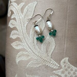 Vintage freshwater pearls 14kgold filled wires artisan made pierced earrings